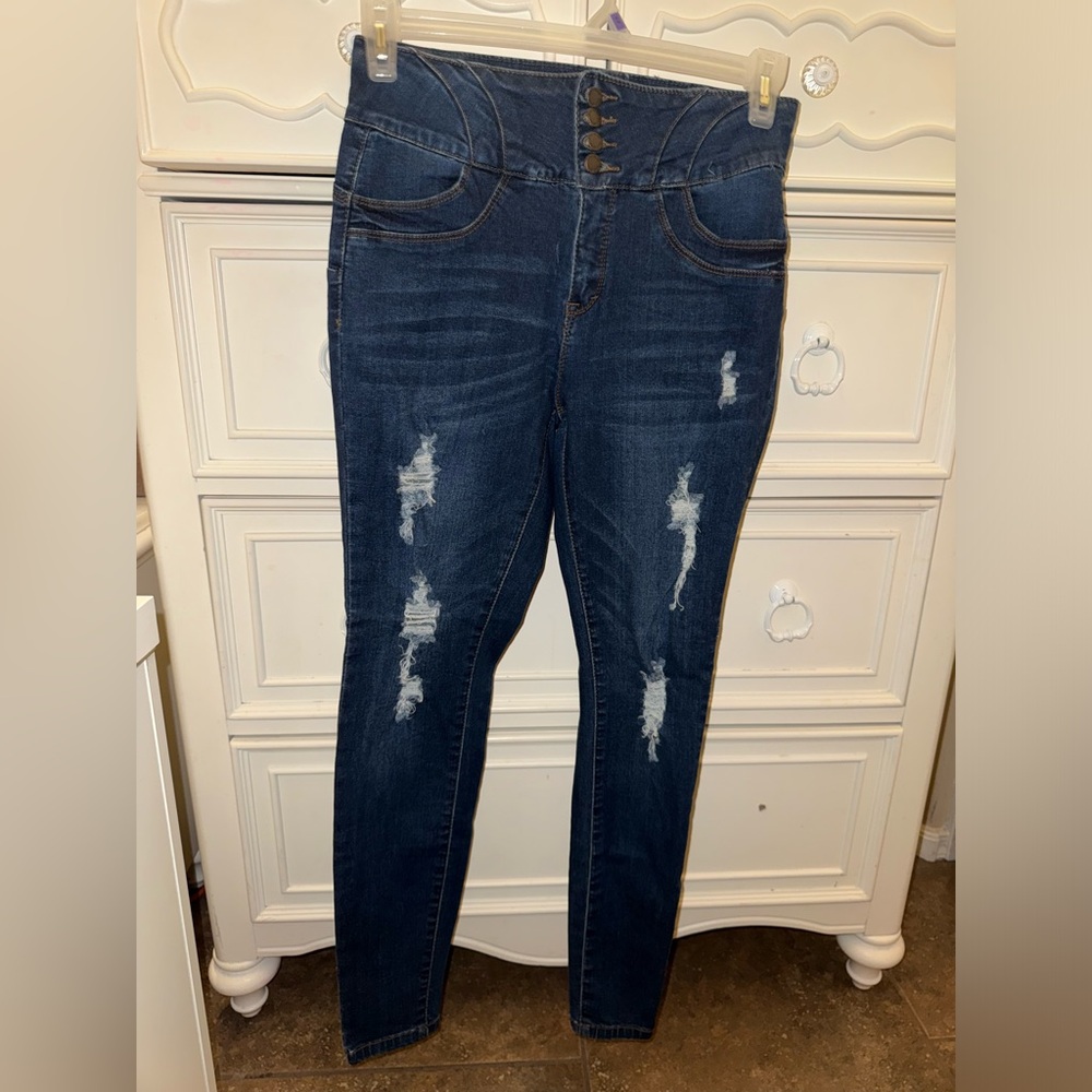 Women’s High Waisted Distressed Skinny Jeans